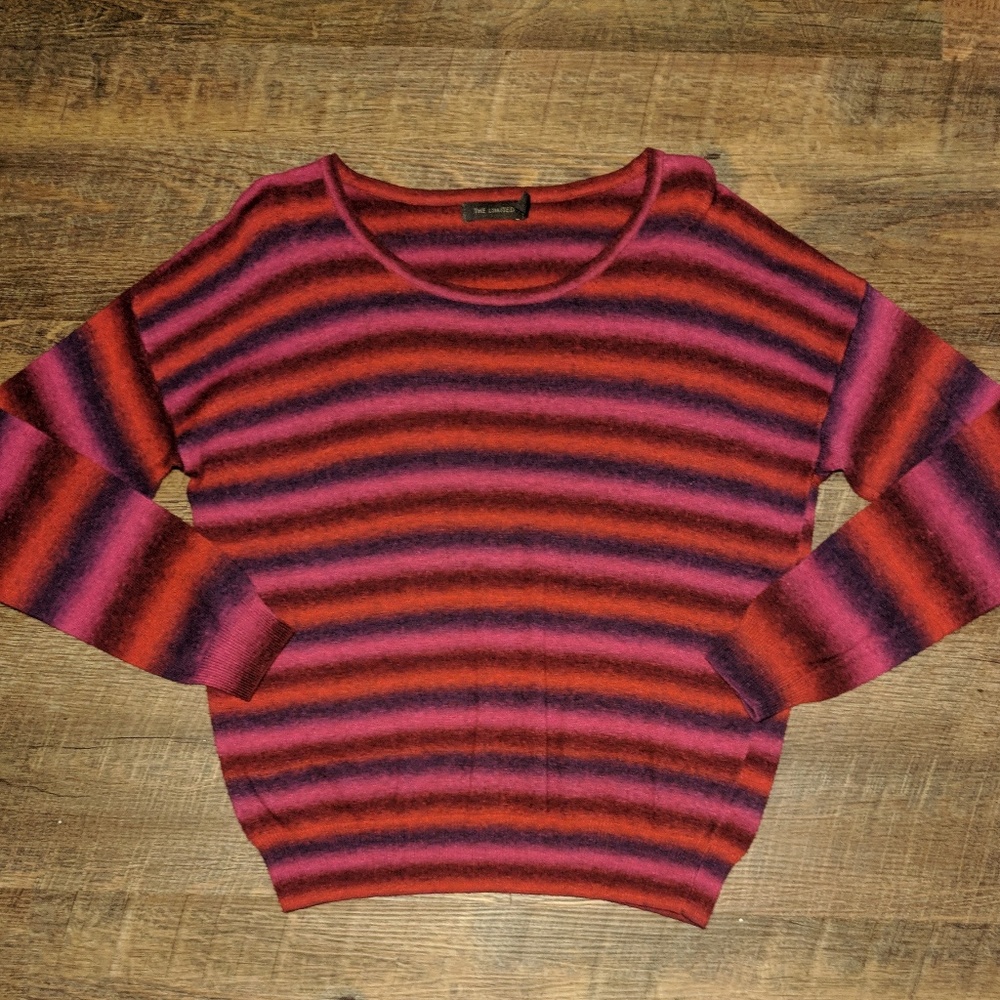 The Limited Pink/Purple Striped Sweater Large